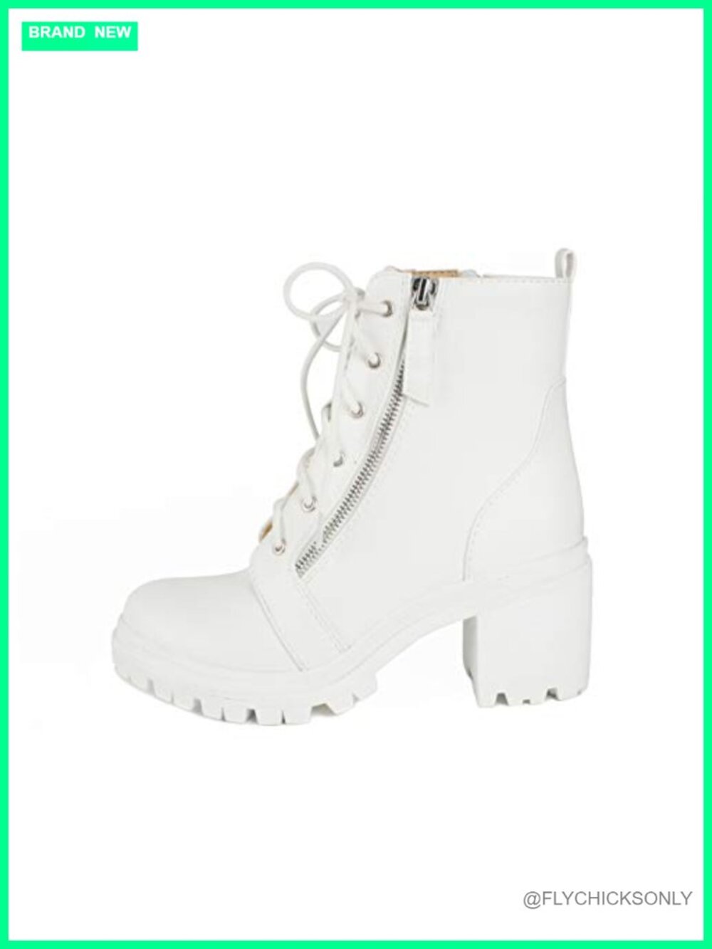 Faux Leather Lace Up High Chunky Heel Ankle Booties